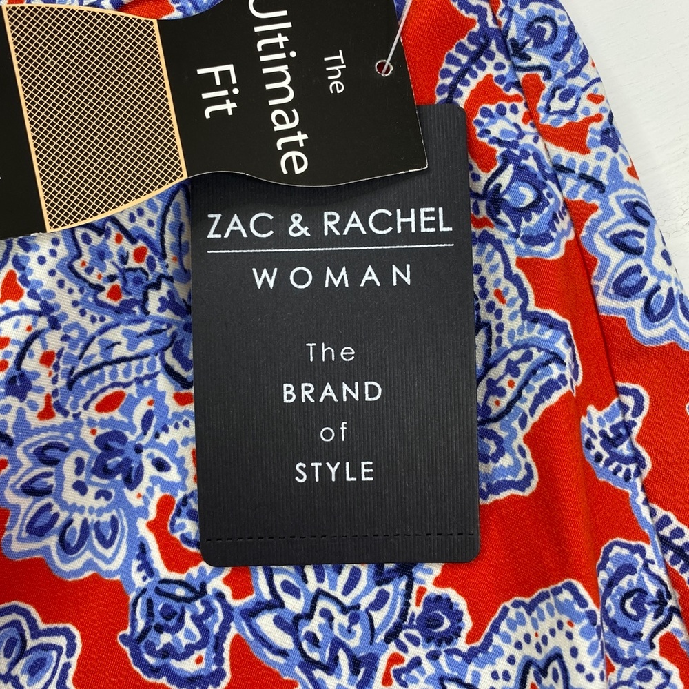 NWT Zac & Rachel Pull On Crop Pant Red Blue Paisley Sz. 20W - Picture 6 of 11